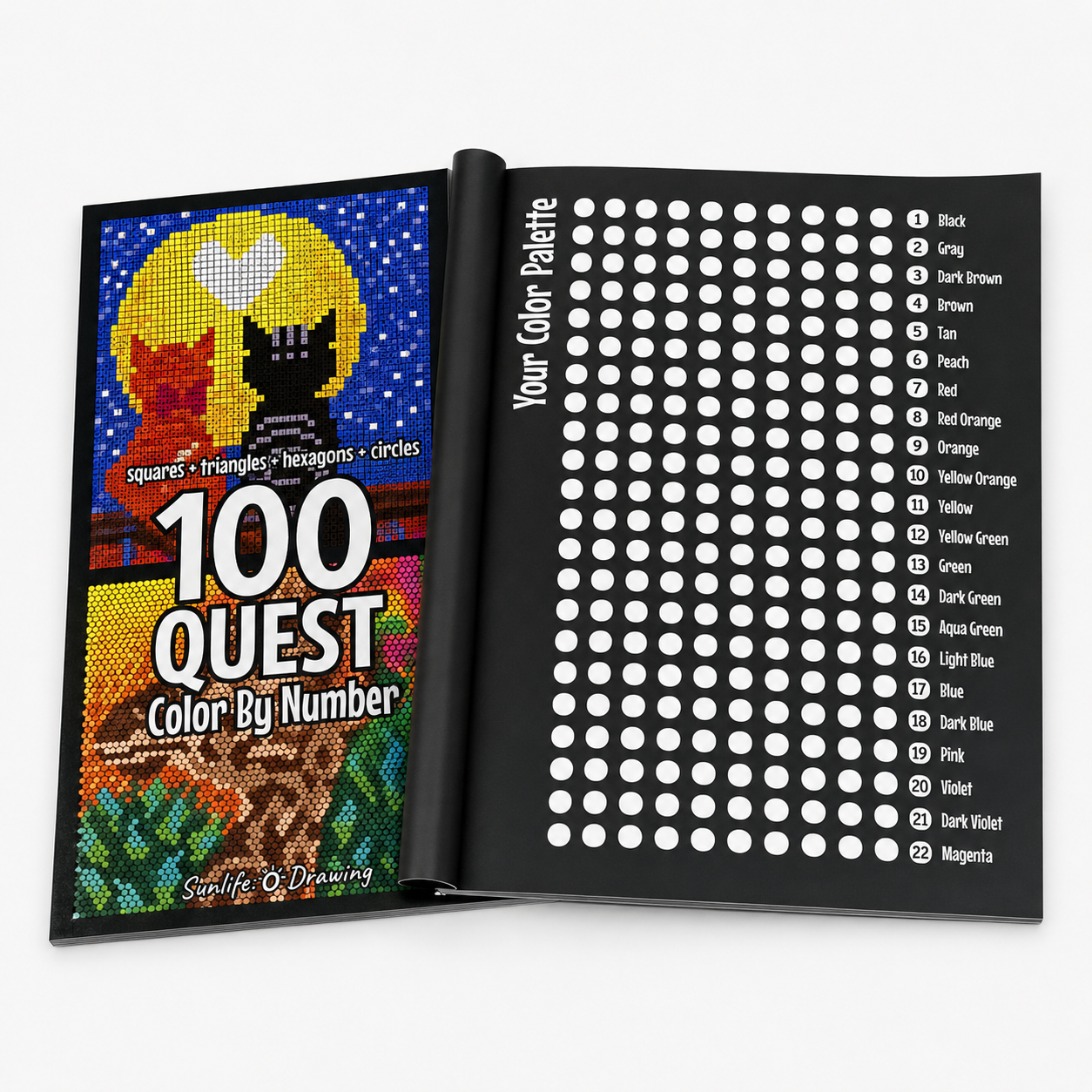 Coloring book with 100 drawings